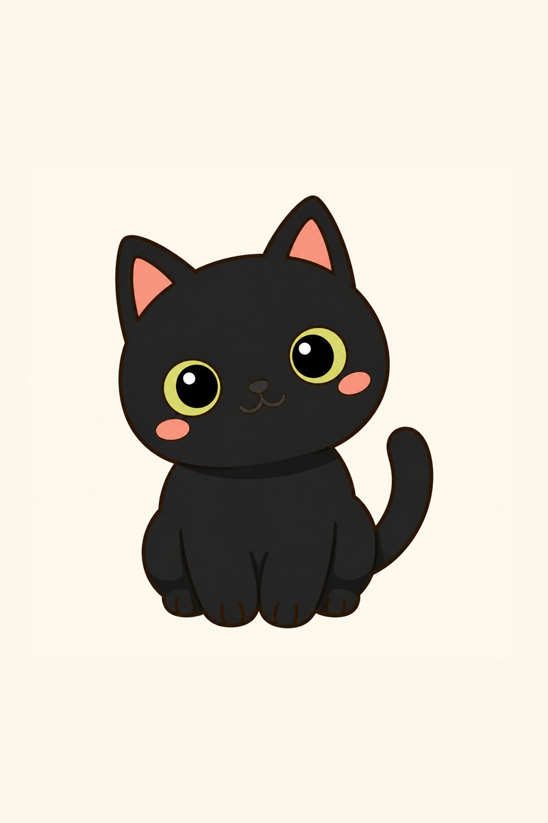 黒猫のゆるかわイラスト作例